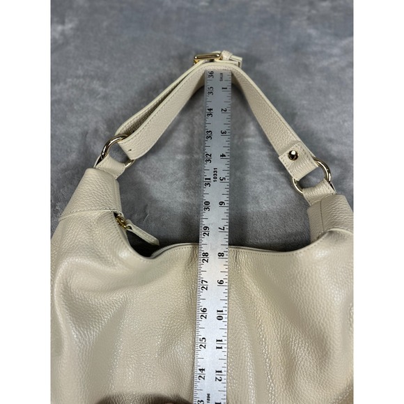 Quince Italian Handwoven Leather Purse Hobo Shoulder Bag Cream Versatile 16" - Picture 8 of 12